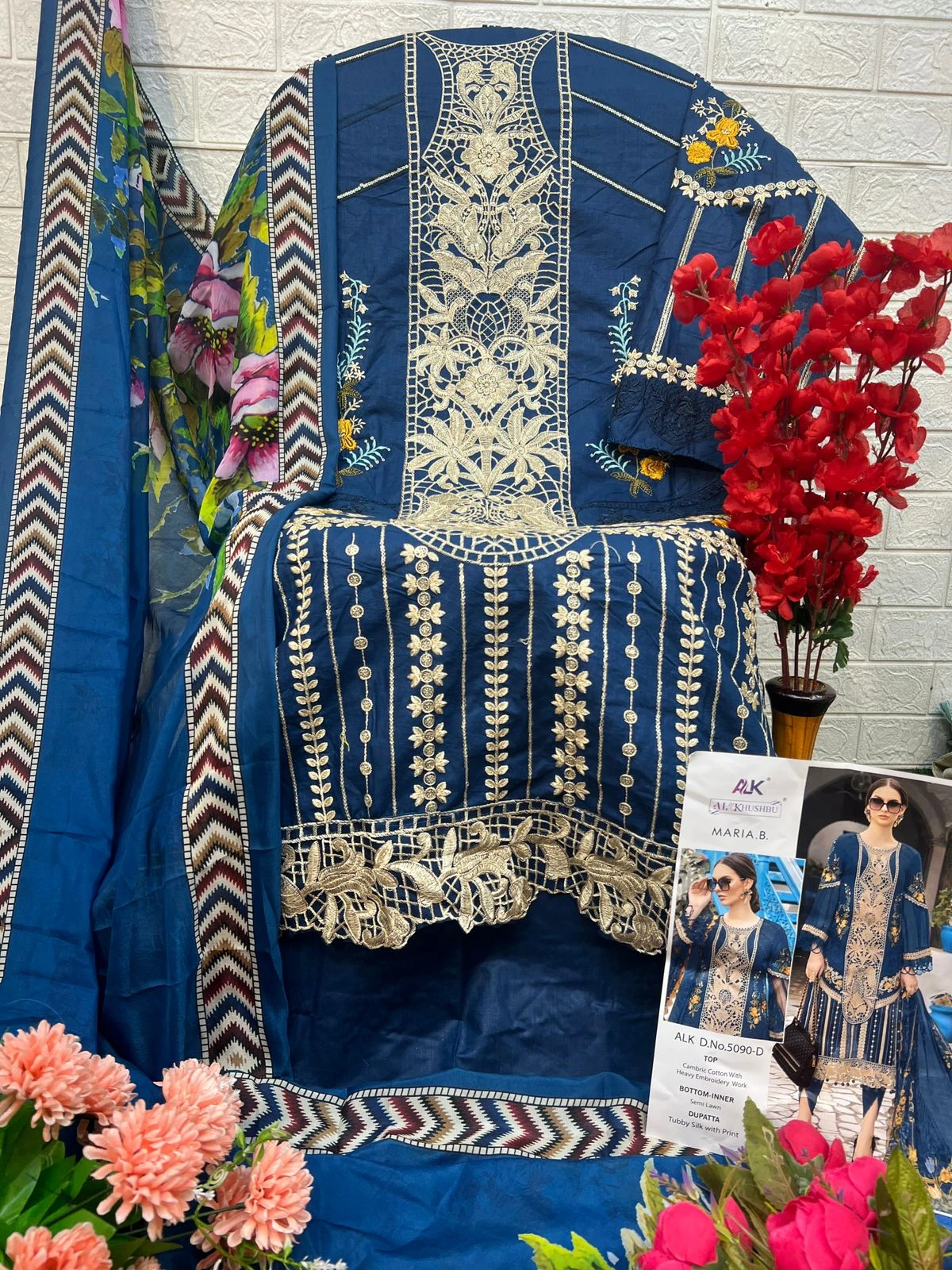 Al_Khushbu Maria B Pure Cambric Cotton Wholesale Pakistani Salwar Suit Catalog — Wholesale Salwar Suits, MPA wholesale from Surat - Gallery Image 5